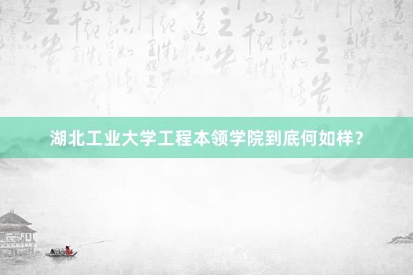 湖北工业大学工程本领学院到底何如样？