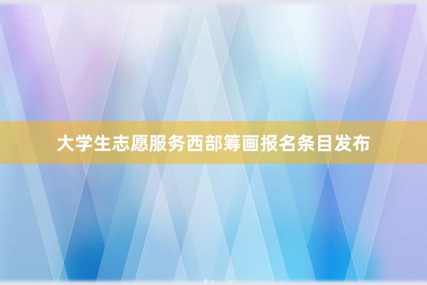 大学生志愿服务西部筹画报名条目发布