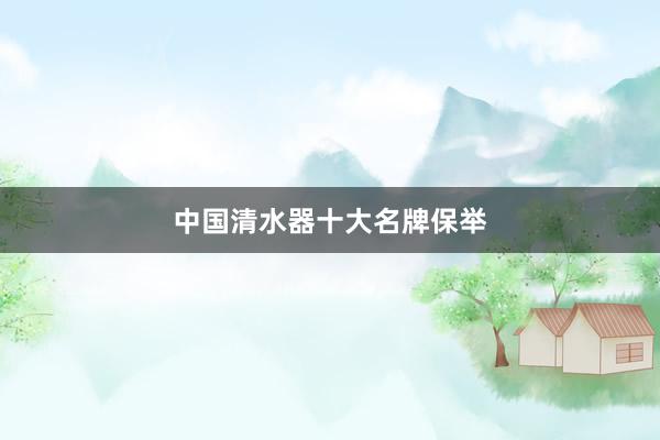 中国清水器十大名牌保举